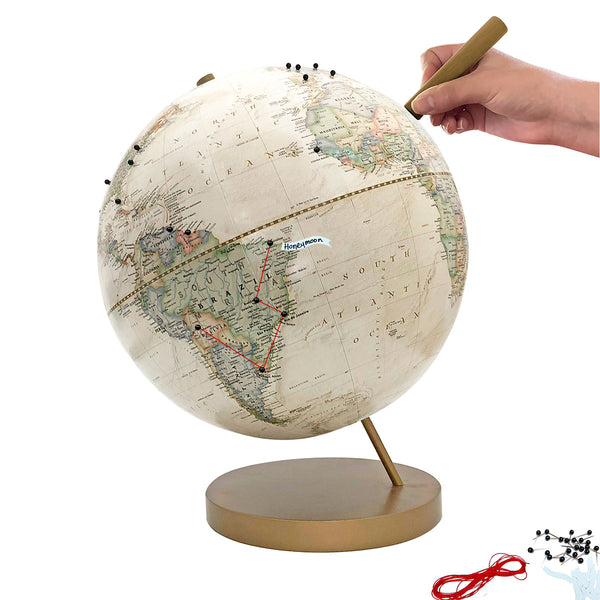 Ivory Push Pin Globe | Travel Lovers Gift | Wendy Gold Studios