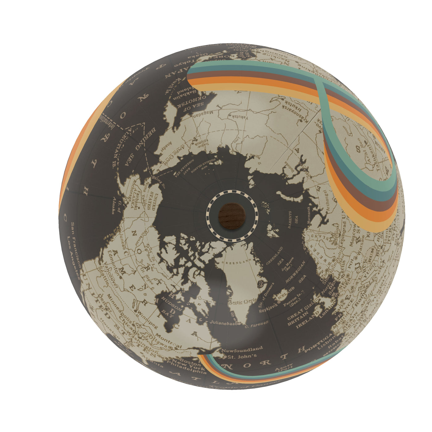 Wanderer's Globe - Handmade Midcentury-Inspired Art top view