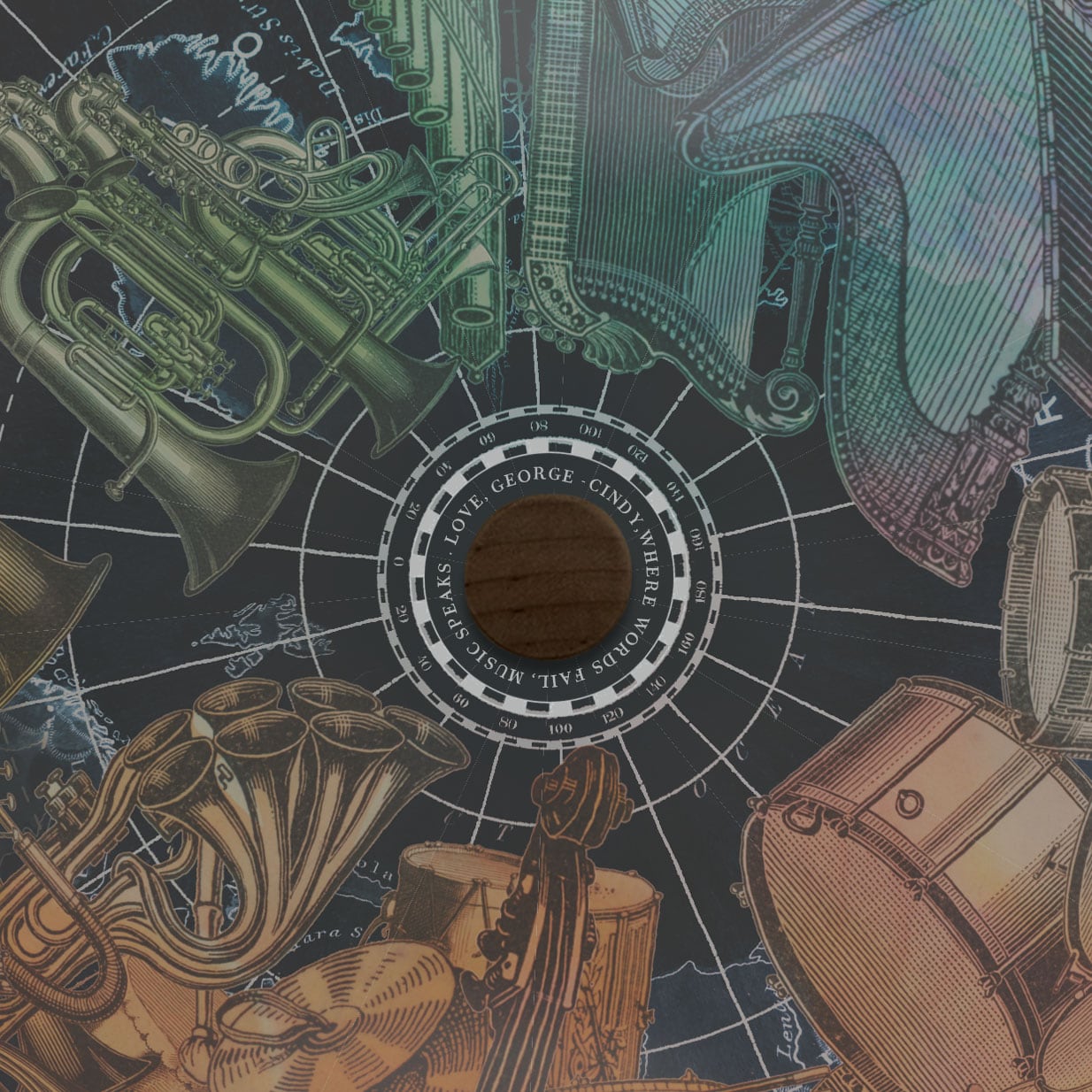 World in Harmony- Personalized Collaged Music Globe Art personalization