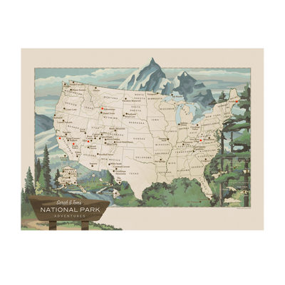 National Parks USA Push Pin Map transparent | all:transparent