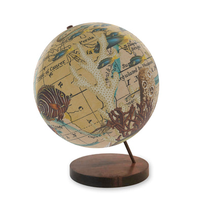 Ocean Currents Collaged World Globe Art view 3