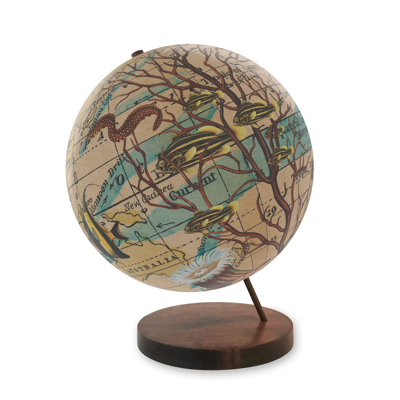 Ocean Currents Collaged World Globe Art