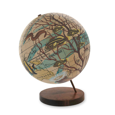 Ocean Currents Collaged World Globe Art