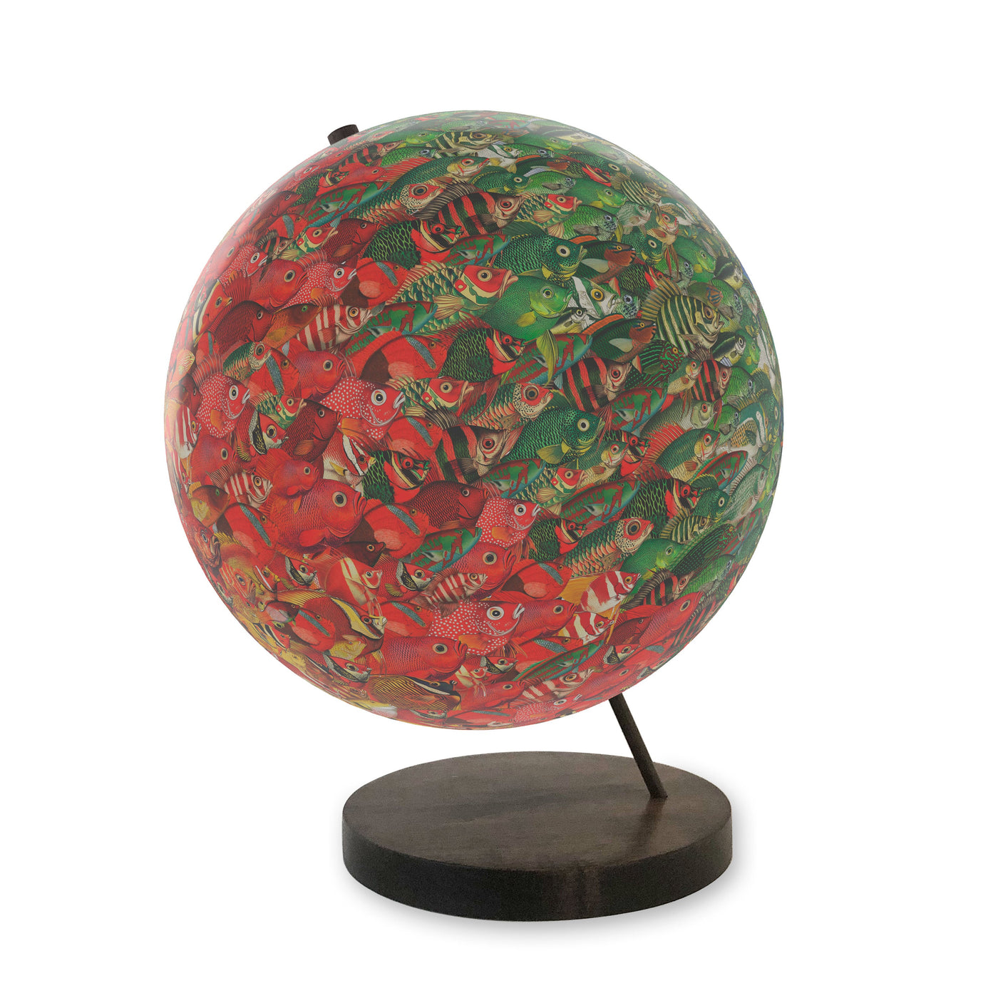 Collaged School of Fish World Globe Art view 2
