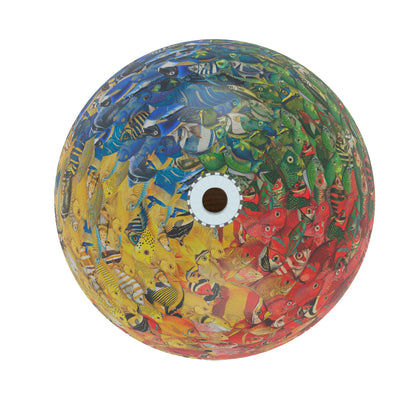 Collaged School of Fish World Globe Art top view