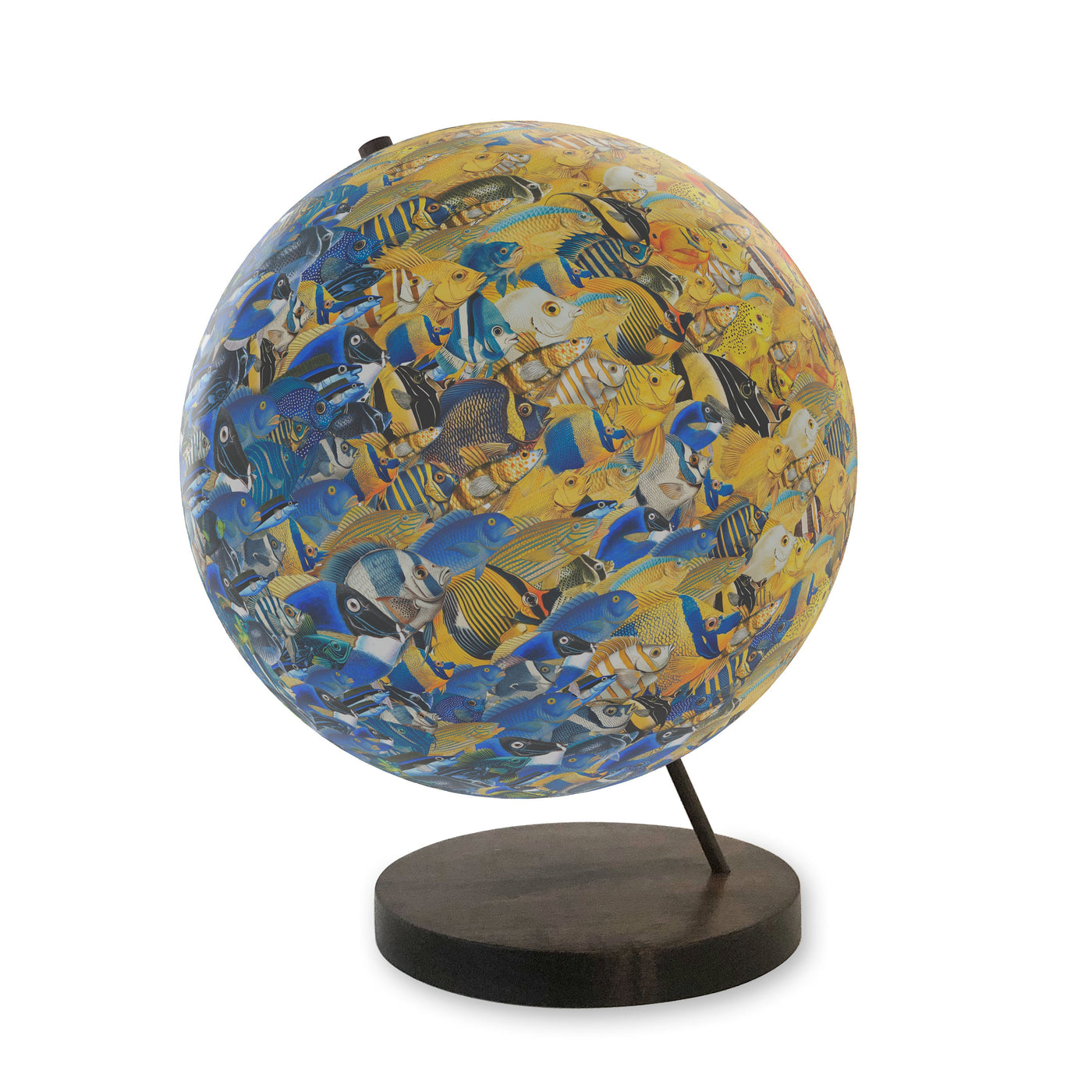 Collaged School of Fish World Globe Art