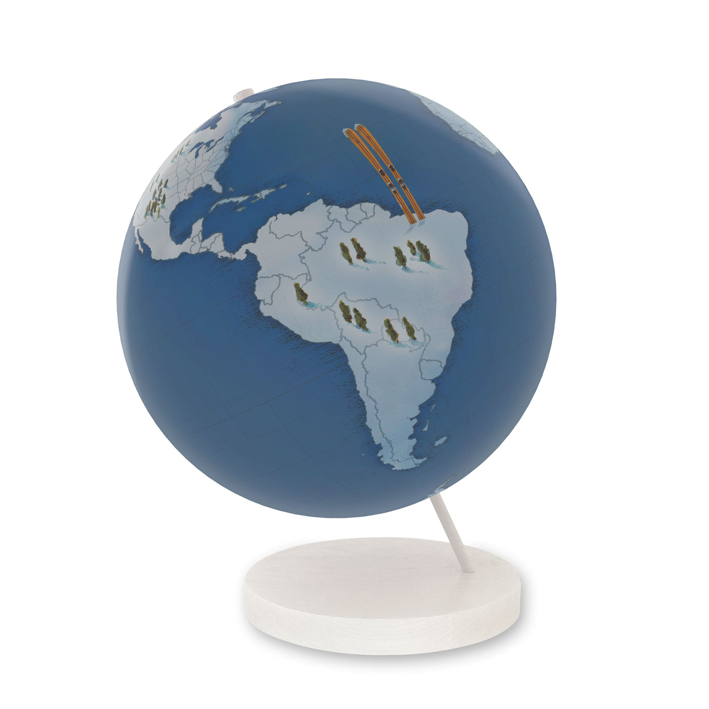 Ski the World Personalized Globe Art white base
