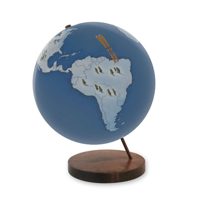 Ski the World Personalized Globe Art walnut base