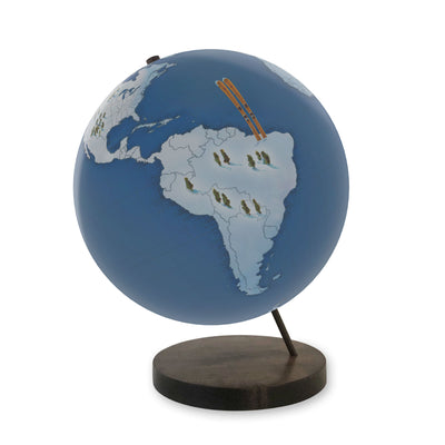 Ski the World Personalized Globe Art ebony base