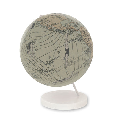 Dive into your World – Swimming Vintage Globe Art white base