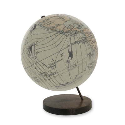 Dive into your World – Swimming Vintage Globe Art ebony base