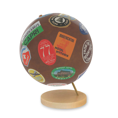 Explorer’s Vintage Trunk Globe Art maple base