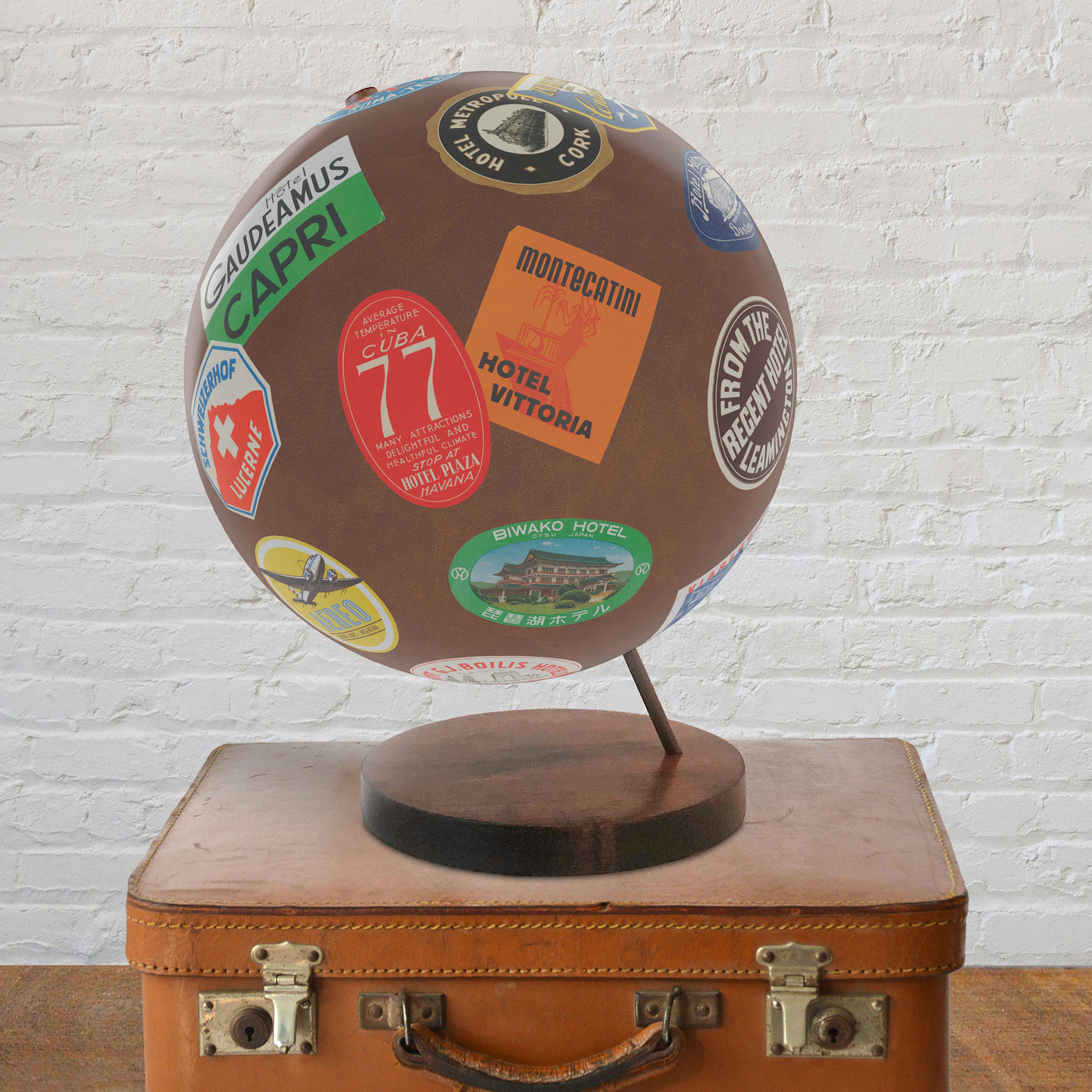 Explorer’s Vintage Trunk Globe Art lifestyle shot