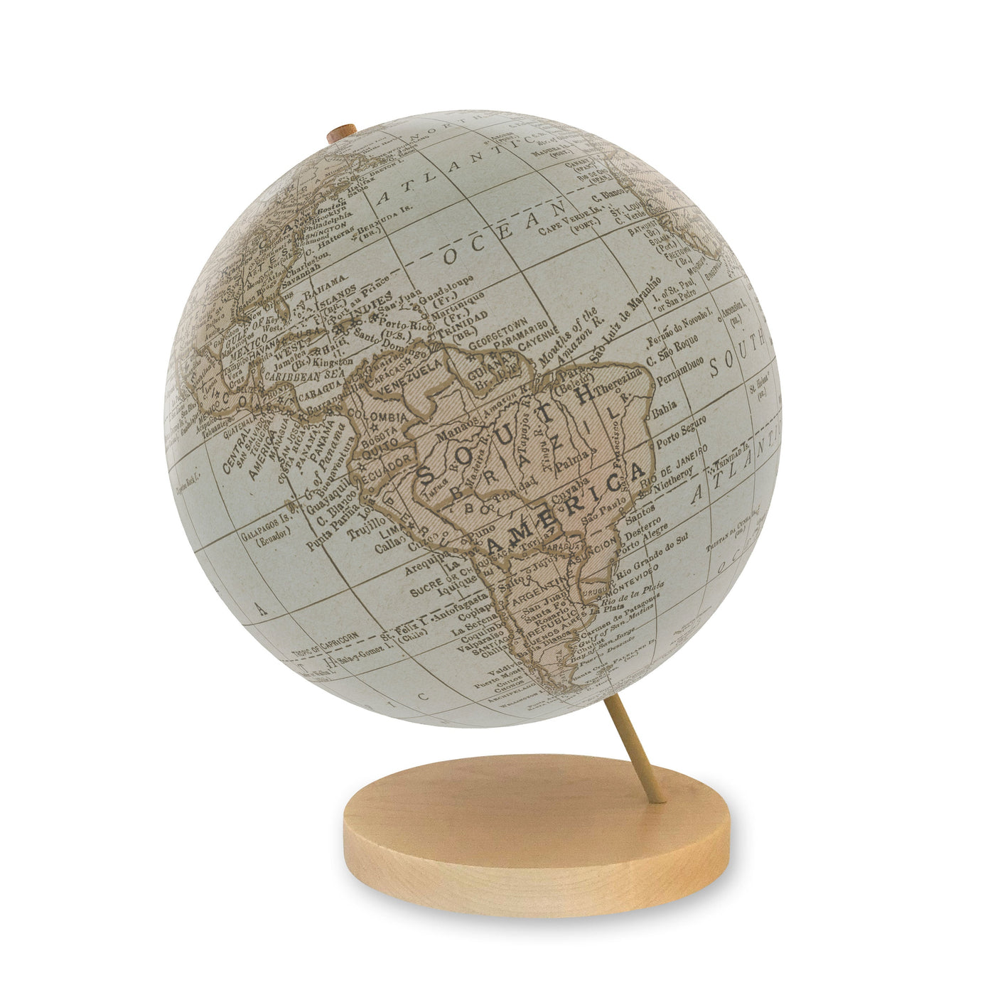 Modern Heirloom - Vintage Map Globe Art maple base