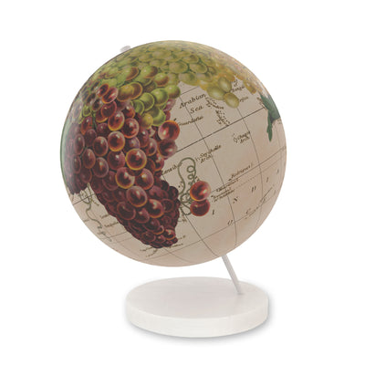 Wine Grapes of the World Collaged Globe Art white base