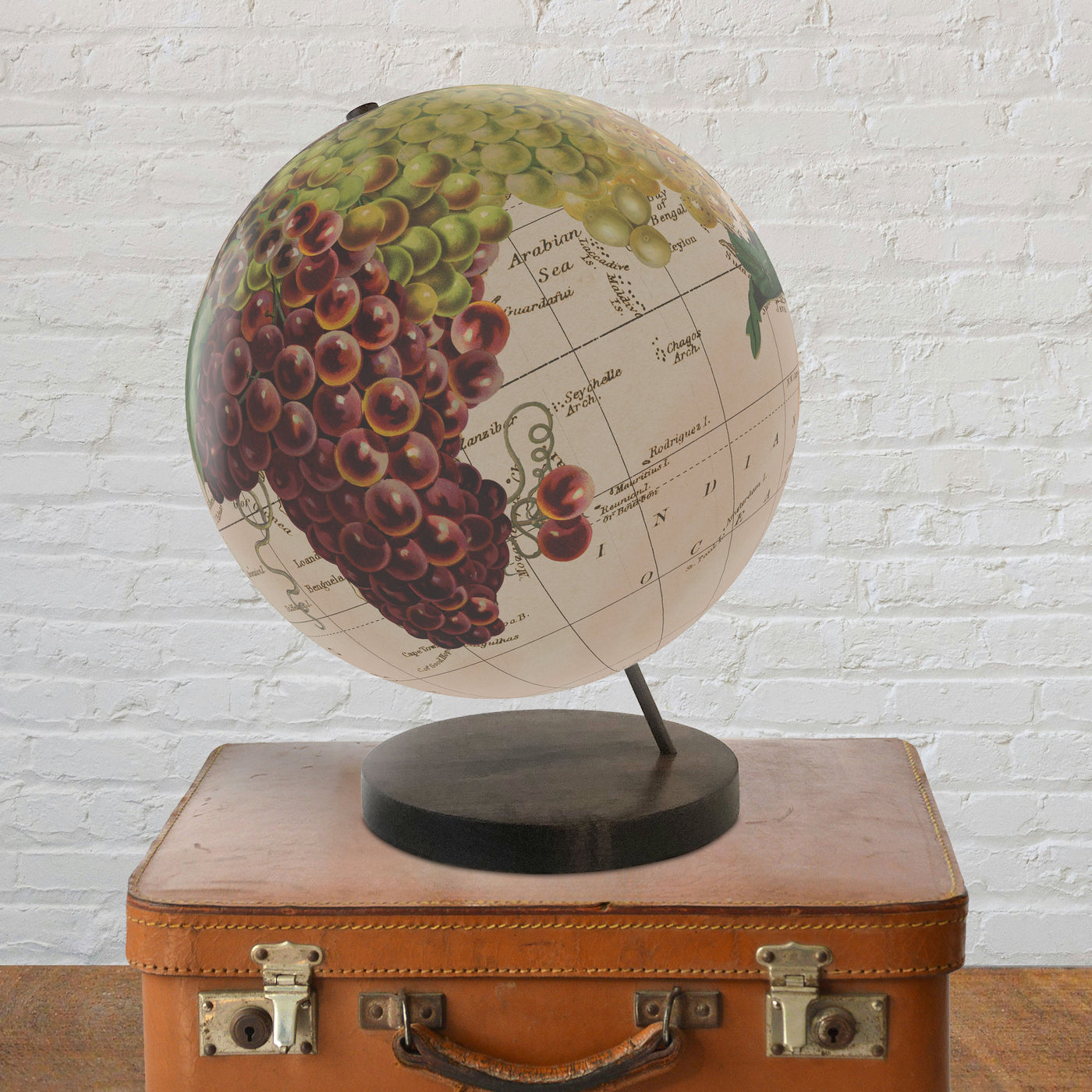 Wine Grapes of the World Collaged Globe Art lifestyle