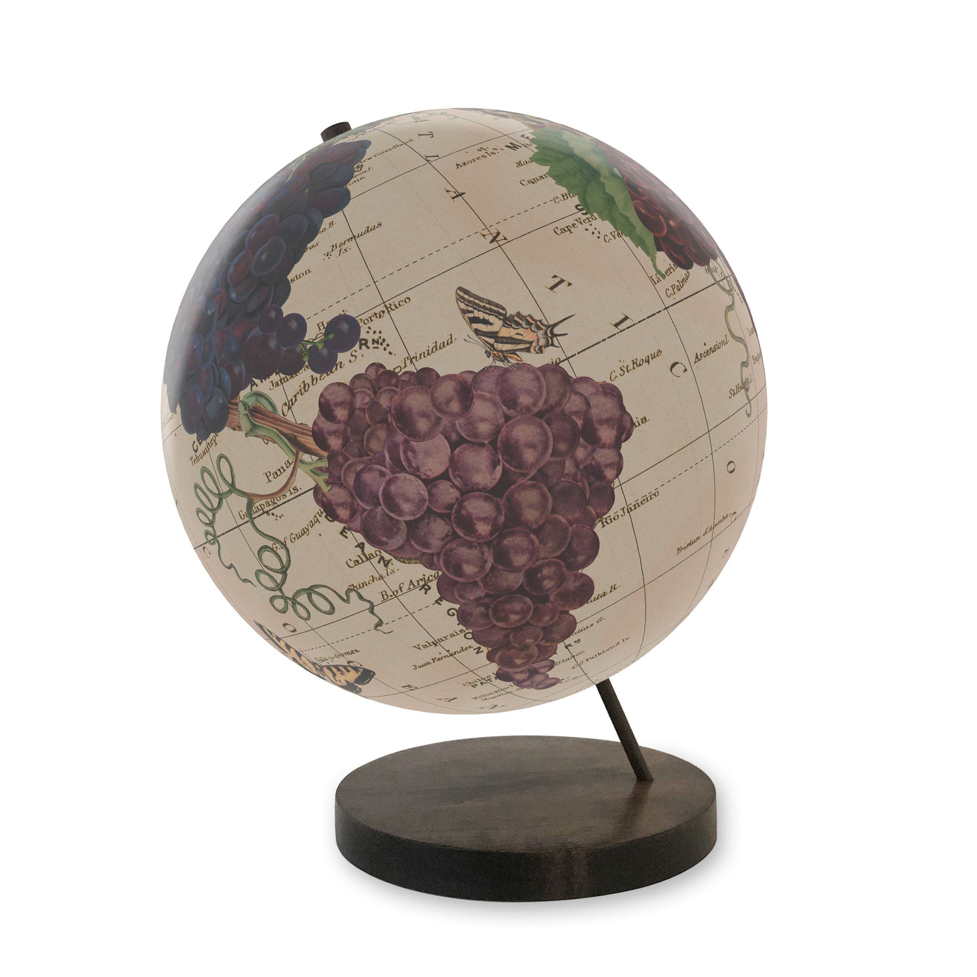 Wine Grapes of the World Collaged Globe Art view 2