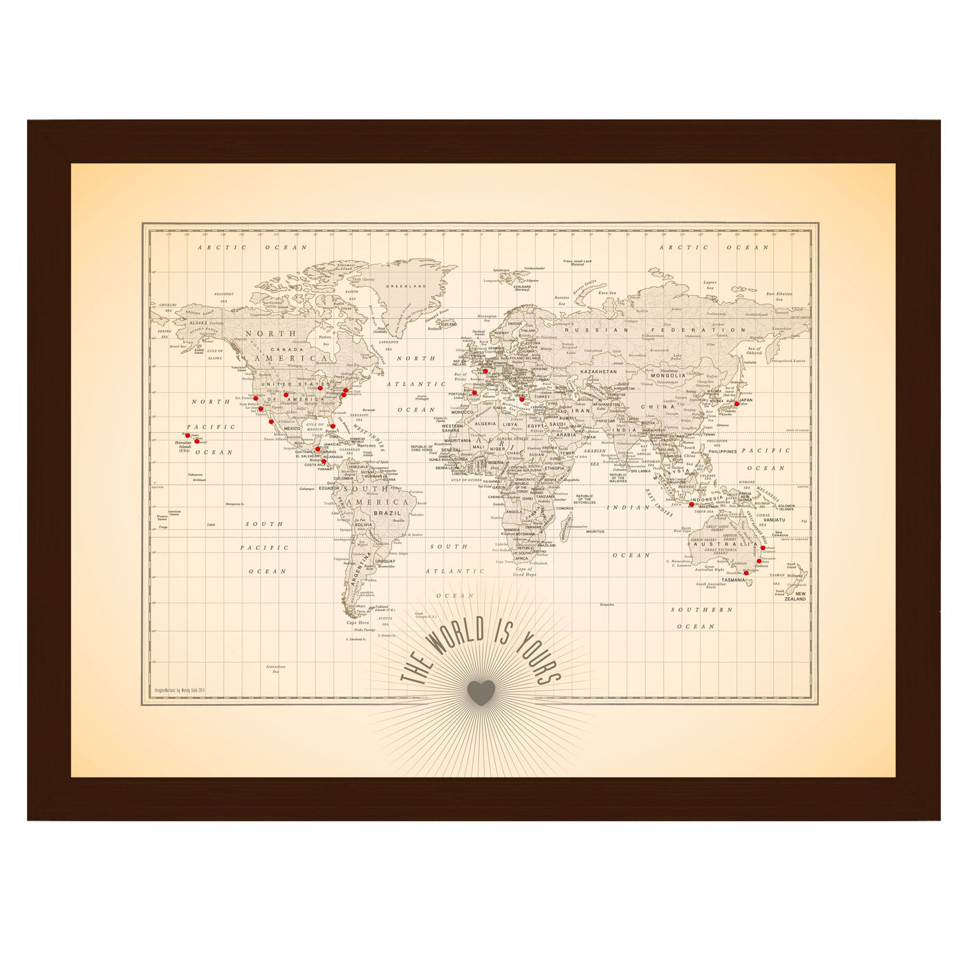 The World is Yours Push Pin Map uncustomized