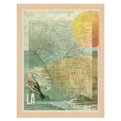 Los Angeles Collage Map Art framed