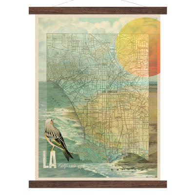 Los Angeles Collage Map Art wood bound canvas