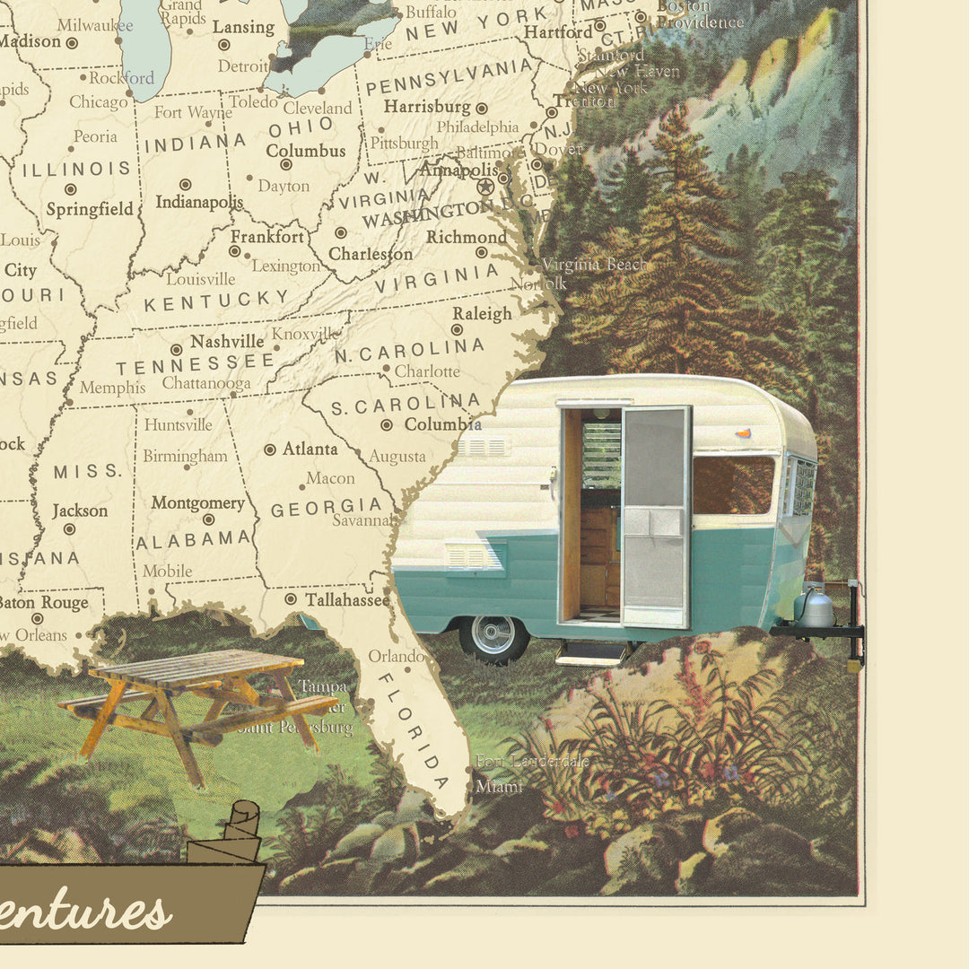 camper map Personalized RV & Camping USA Push Pin Travel Map