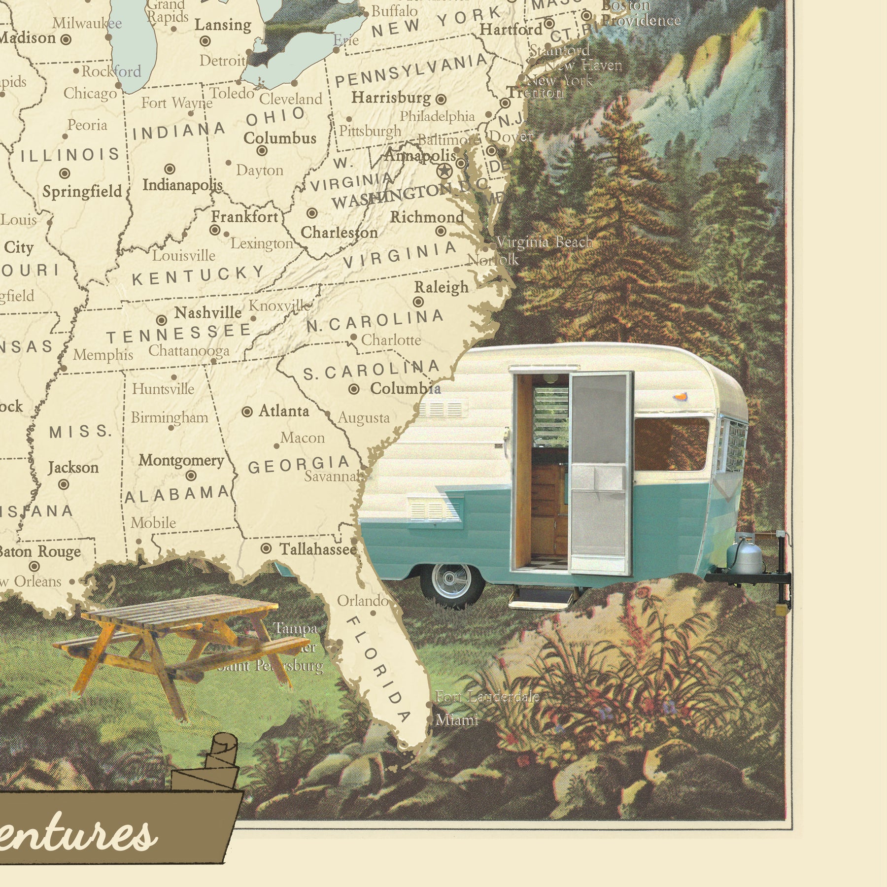 Personalized RV & Camping USA Push Pin Travel Map | Wendy Gold