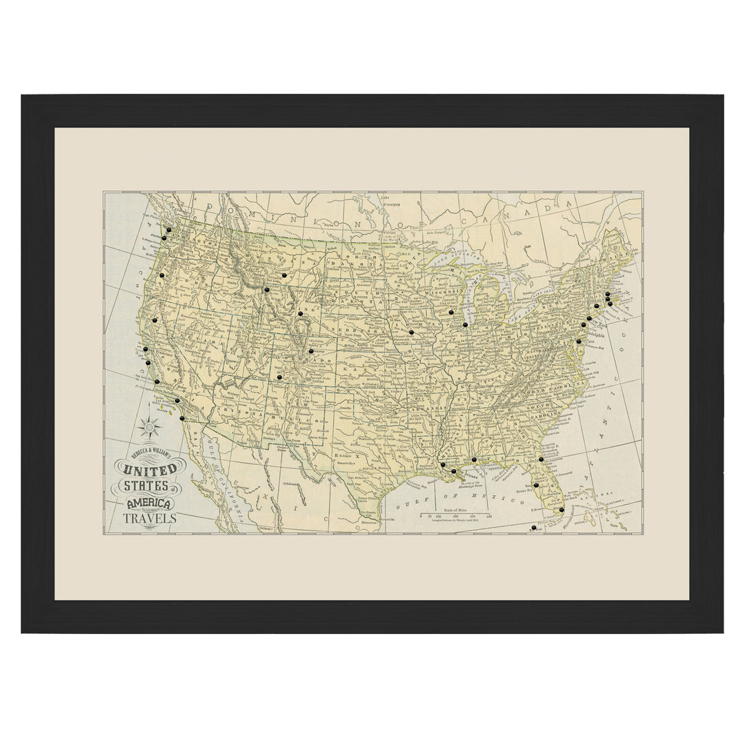 Vintage USA Travel Map with Pins | Wendy Gold
