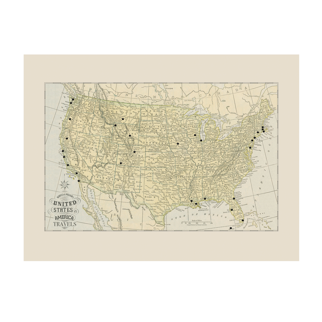 Vintage USA Travel Map with Pins | Wendy Gold
