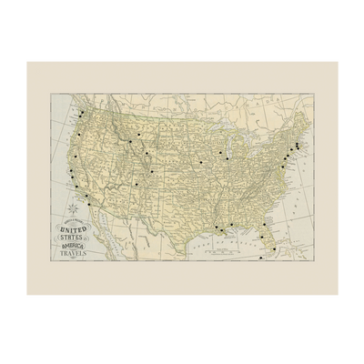 Vintage USA Travel Map with Pins transparent | all:transparent