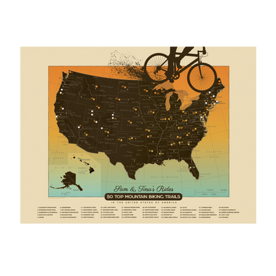 Mountain Biking Pushpin Travel Map USA transparent | USA:transparent