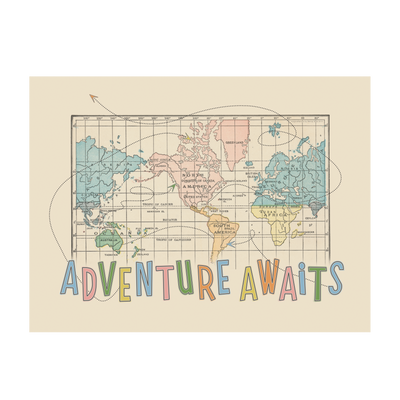 Adventure Awaits World Map Art transparent | all:transparent