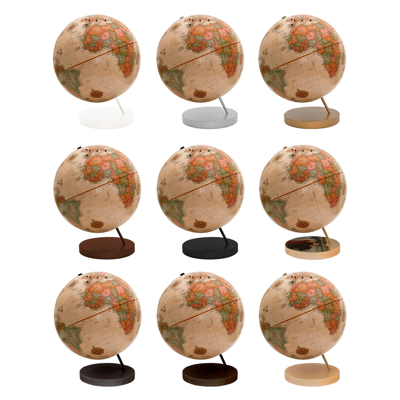 Push Pin Globe Antique base color options