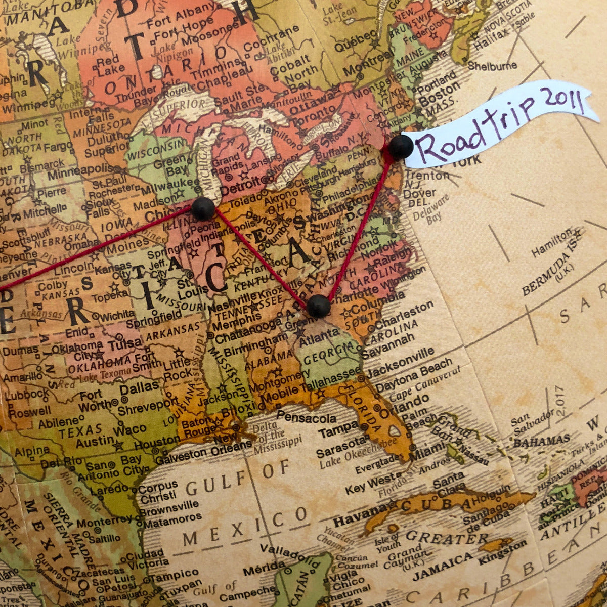 Push Pin Globe to Track Family Travels by Wendy Gold