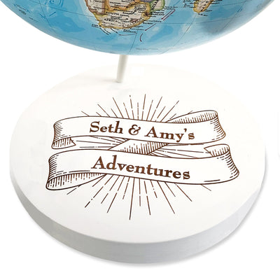 Custom Engraved Adventures Banner Push Pin Globe by Wendy Gold