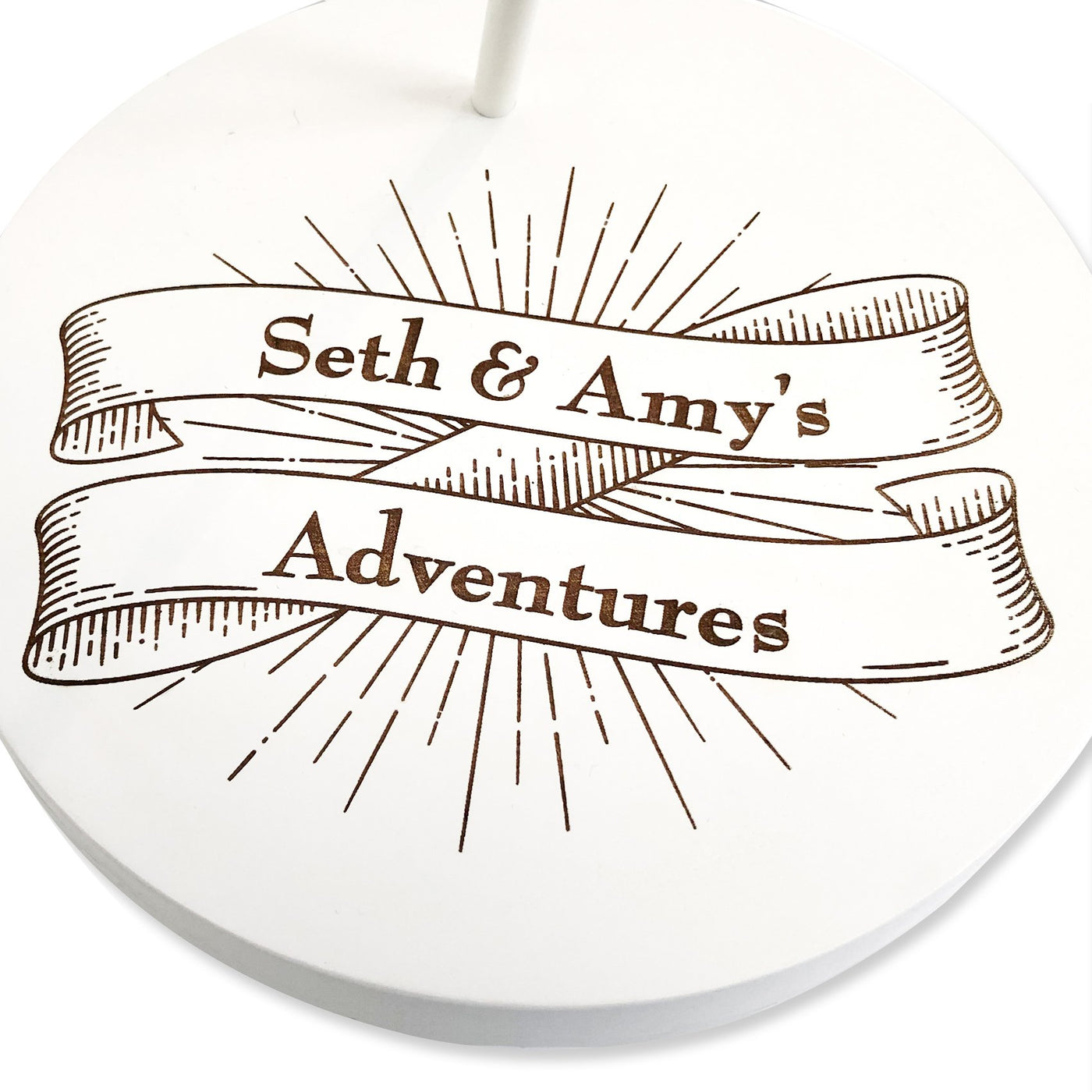 Custom Engraved Adventures Banner Push Pin Globe by Wendy Gold