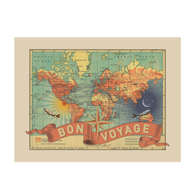Bon Voyage World Map Art transparent | all:transparent