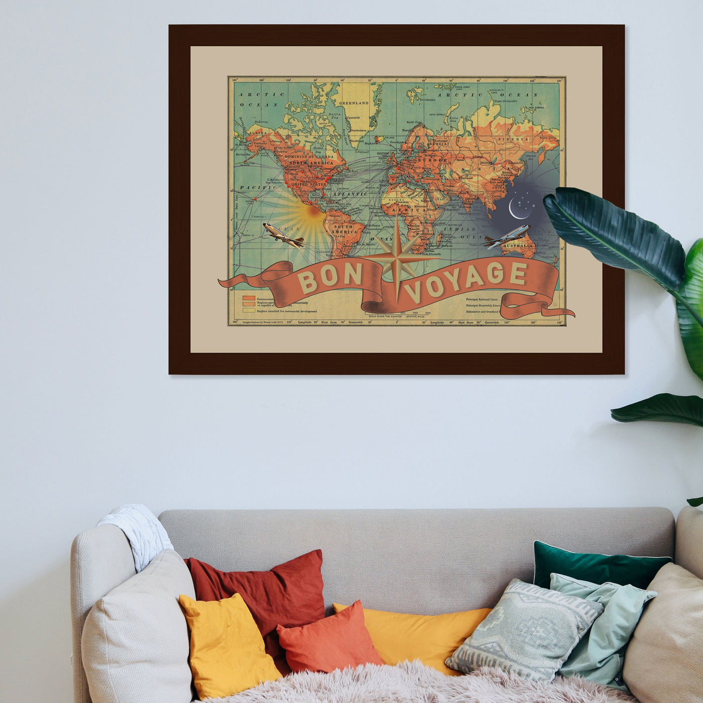 Bon Voyage World Collage Map Art lifestyle