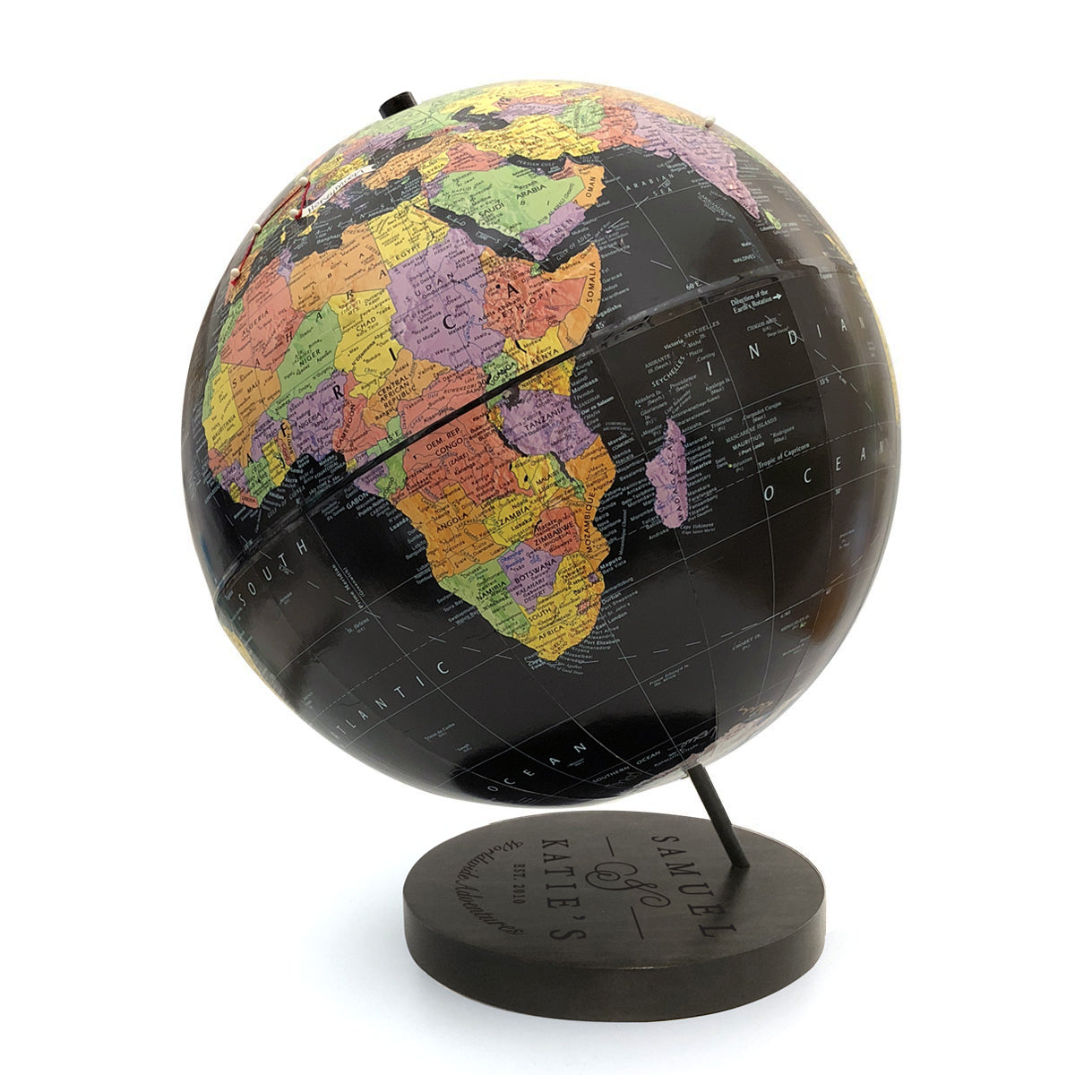 Custom Engraved Worldwide Adventures Push Pin Globe