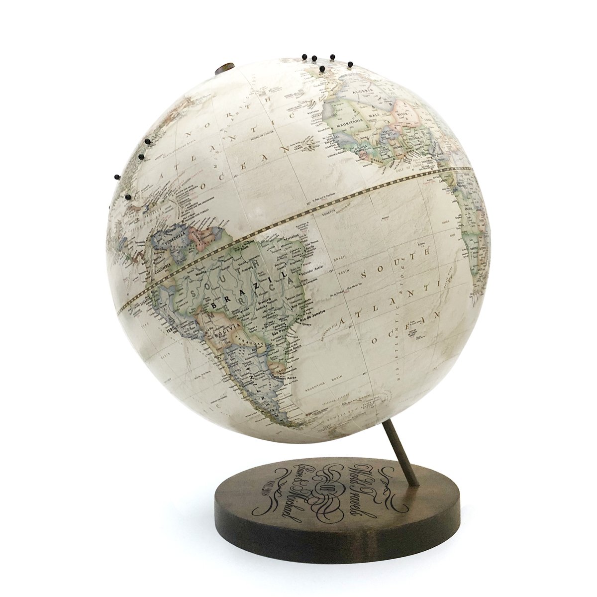 World Travels Custom Engraved Push Pin Globe