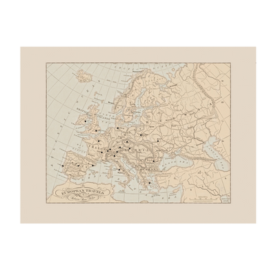 Vintage Europe Travel Pin Map transparent | all:transparent
