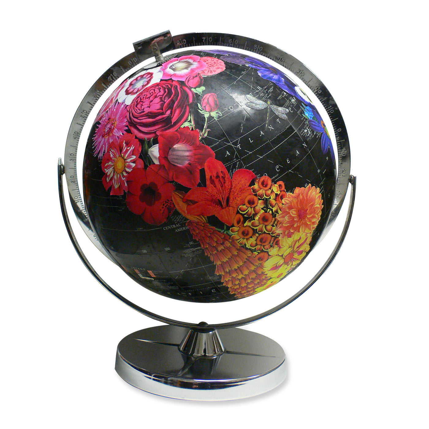 Full Bloom Vintage Globe Art