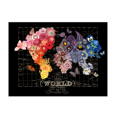 Full Bloom Flower World Map Collage Art transparent | all:transparent