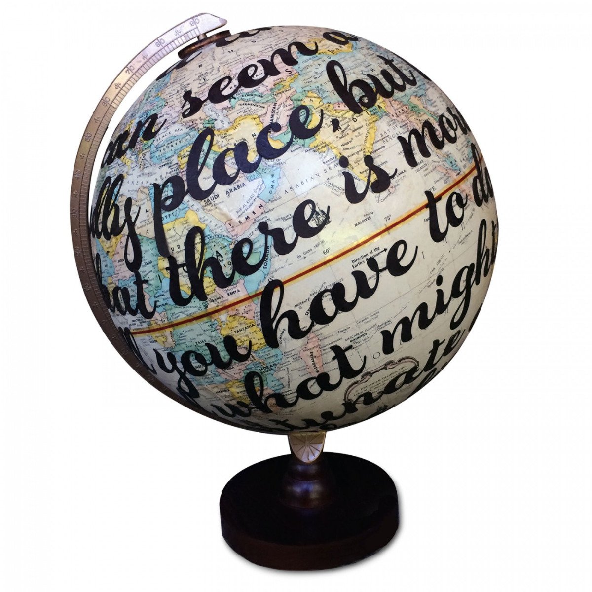 Custom Lyric, Poem or Vow Vintage Globe Art