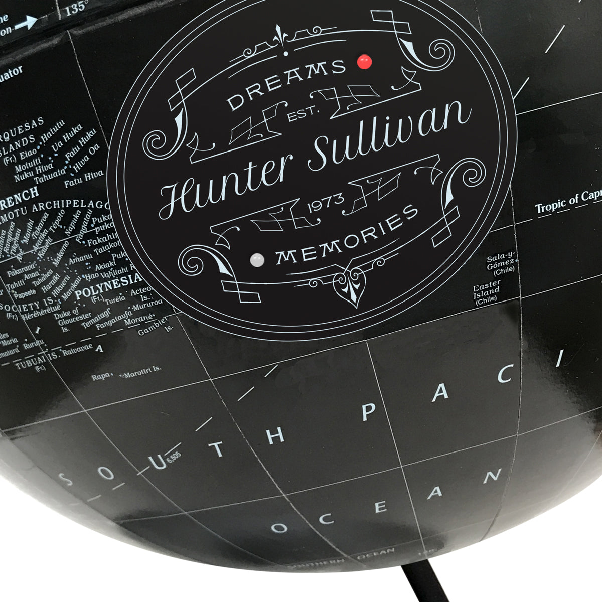 Push Pin Globe with Personalized Legend Black