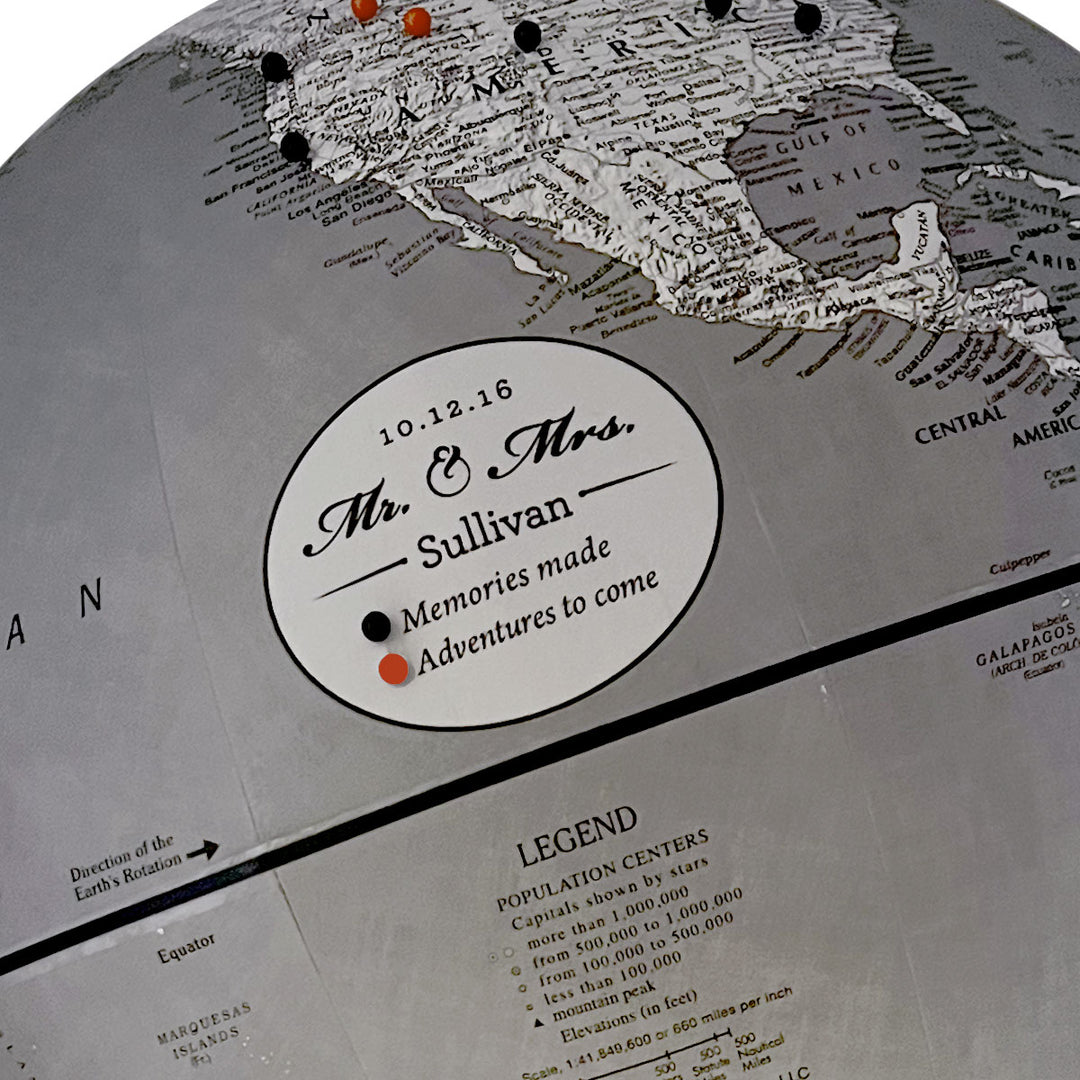 Push Pin Globes with Personalized Legends | Wendy Gold Studios