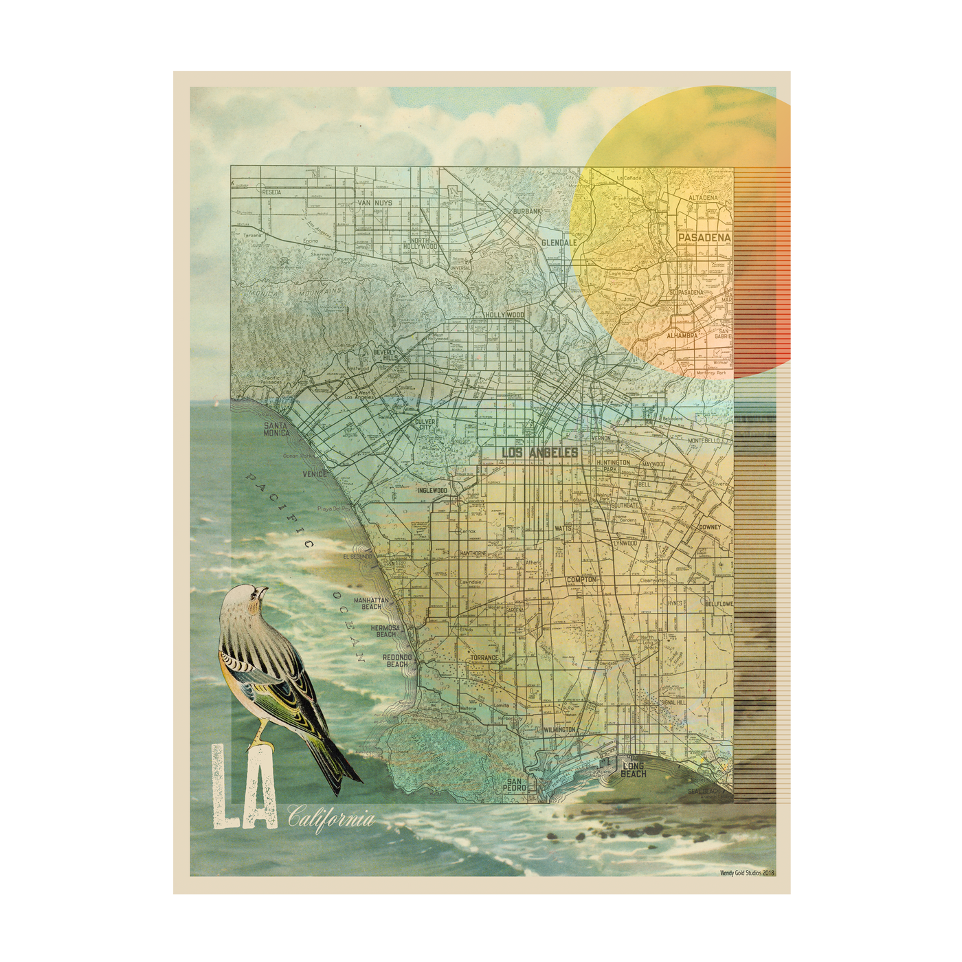 Los Angeles Collage Map Art transparent | all:transparent