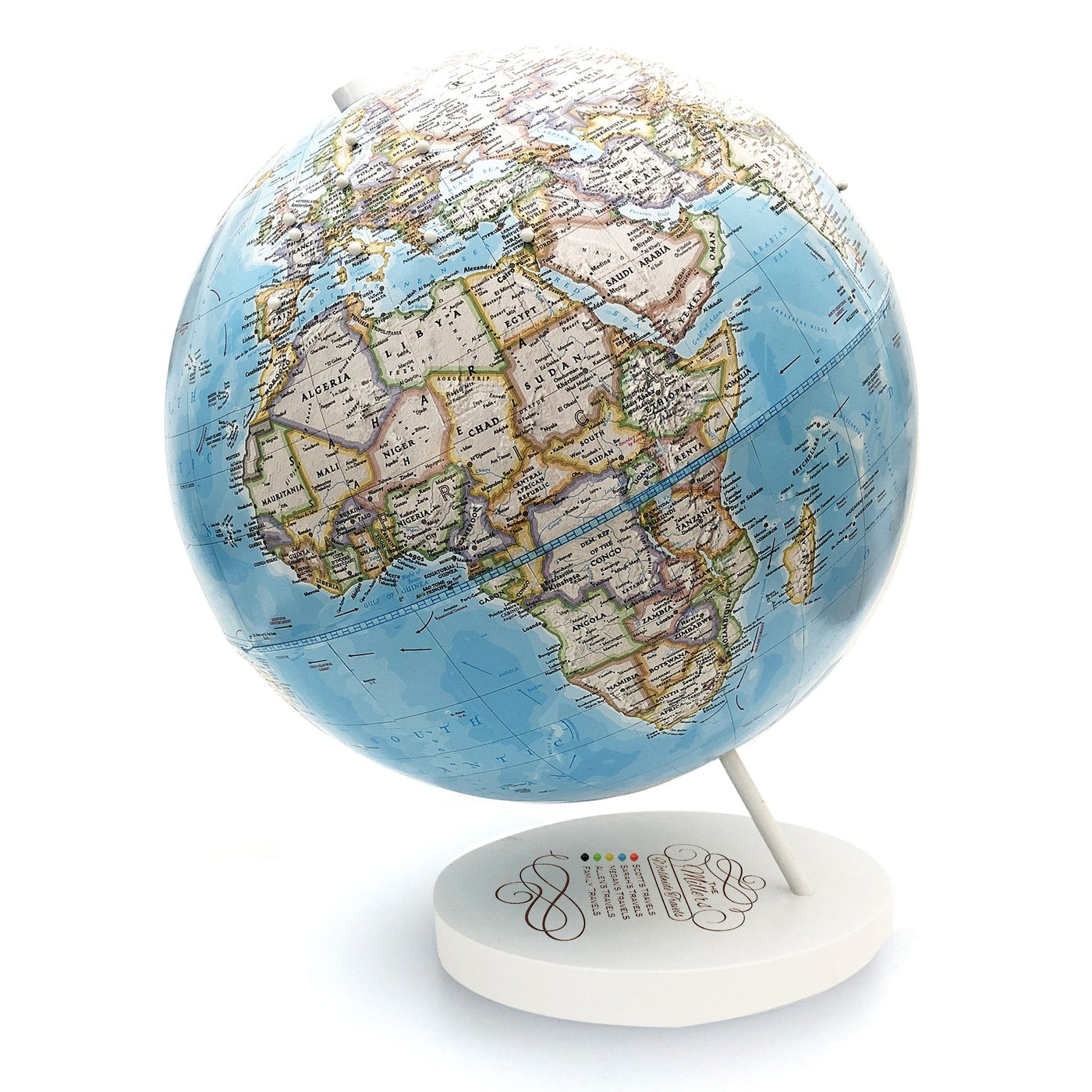 Family Travels Custom Engraved Push Pin Globe by Wendy Gold