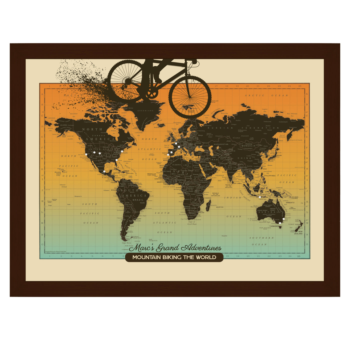 Mountain Biking Pushpin Travel Map world