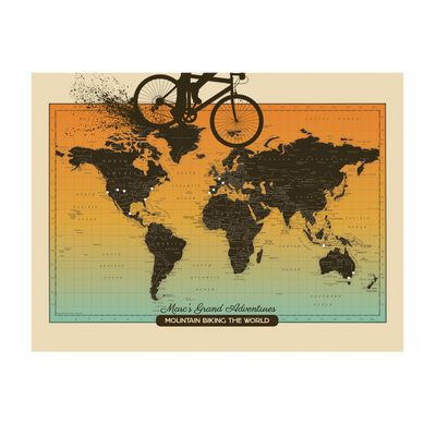 Mountain Biking Pushpin Travel Map world transparent | World:transparent