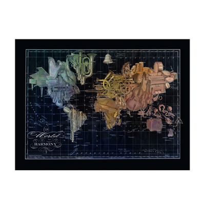 Music Lovers World Map Collage Art transparent | dark:transparent